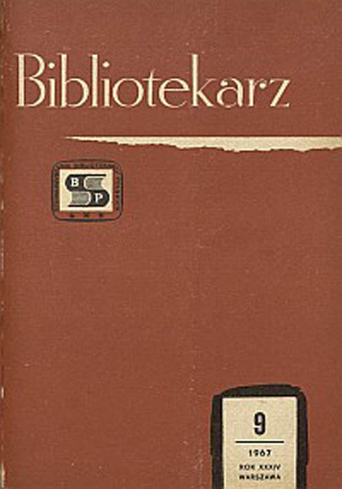 Okładka Bibliotekarz 1967, nr 9