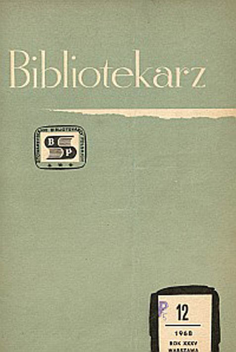 Okładka Bibliotekarz 1968, nr 12