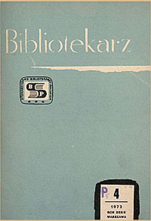 Okładka Bibliotekarz 1972, nr 4