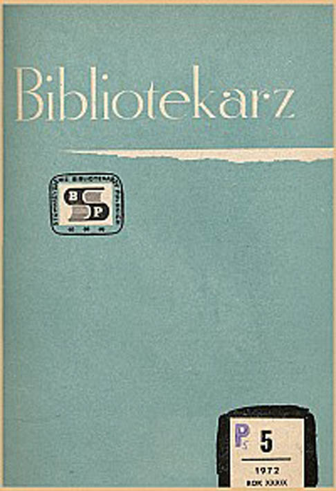 Okładka Bibliotekarz 1972, nr 5