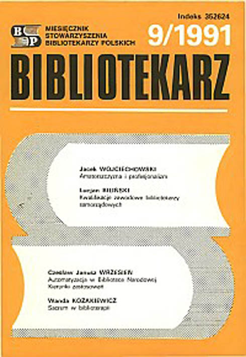Okładka Bibliotekarz 1991, nr 9