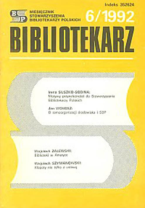 Okładka Bibliotekarz 1992, nr 6