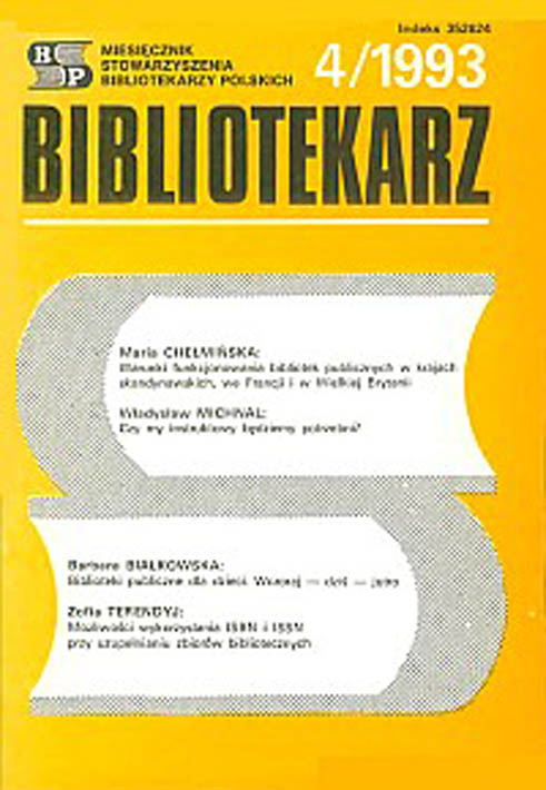 Okładka Bibliotekarz 1993, nr 4