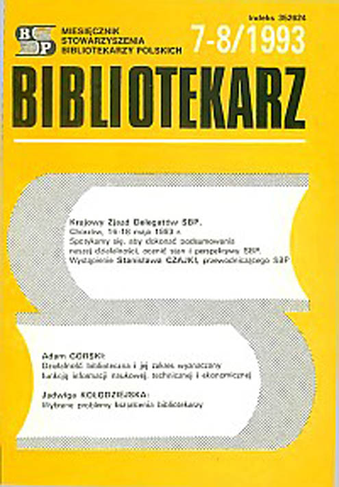 Okładka Bibliotekarz 1993, nr 7-8