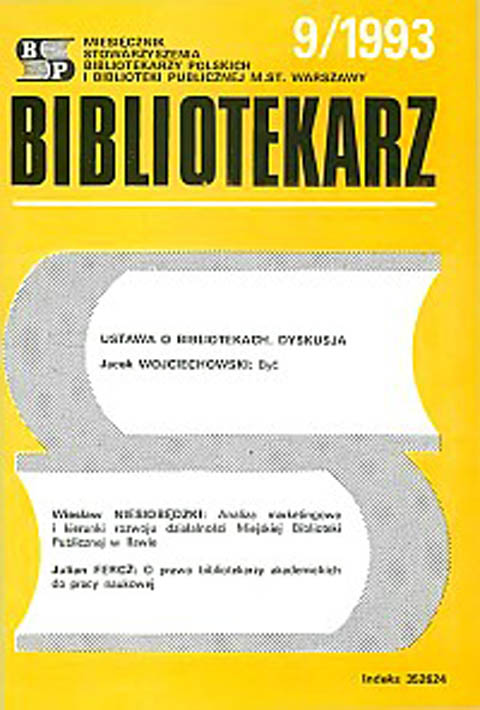 Okładka Bibliotekarz 1993, nr 9