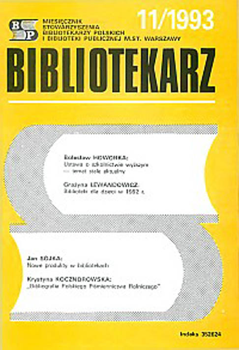 Okładka Bibliotekarz 1993, nr 11