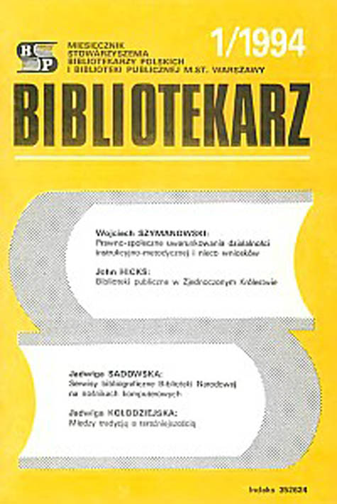 Okładka Bibliotekarz 1994, nr 1