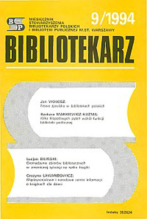 Okładka Bibliotekarz 1994, nr 9