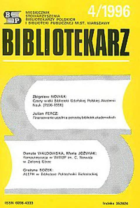 Okładka Bibliotekarz 1996, nr 4