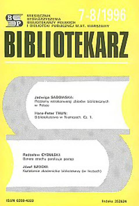 Okładka Bibliotekarz 1996, nr 7-8
