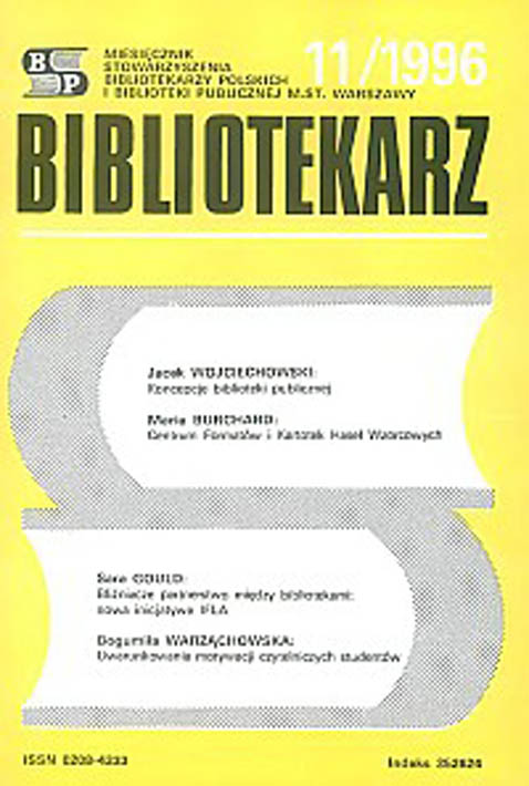 Okładka Bibliotekarz 1996, nr 11