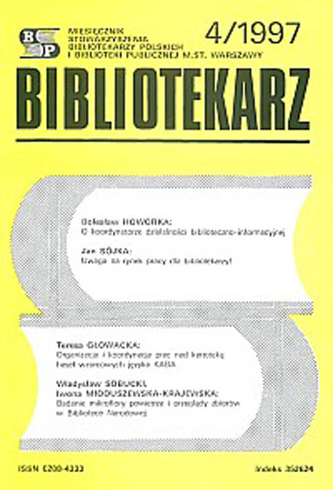Okładka Bibliotekarz 1997, nr 4