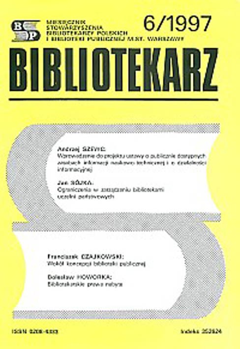 Okładka Bibliotekarz 1997, nr 6
