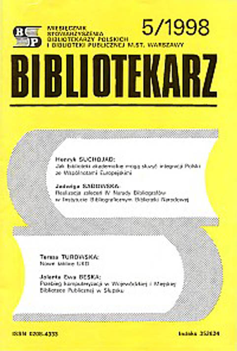Okładka Bibliotekarz 1998, nr 5