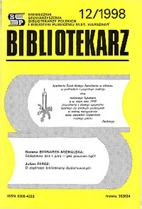 Okładka Bibliotekarz 1998, nr 12
