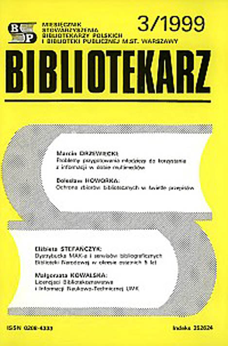 Okładka Bibliotekarz 1999, nr 3