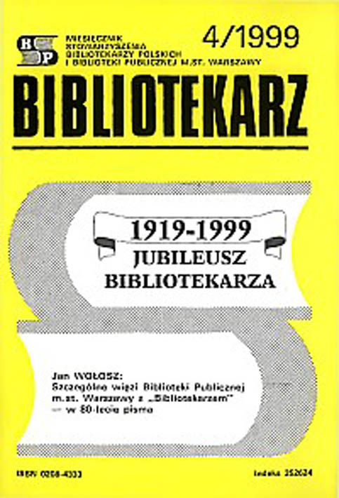 Okładka Bibliotekarz 1999, nr 4