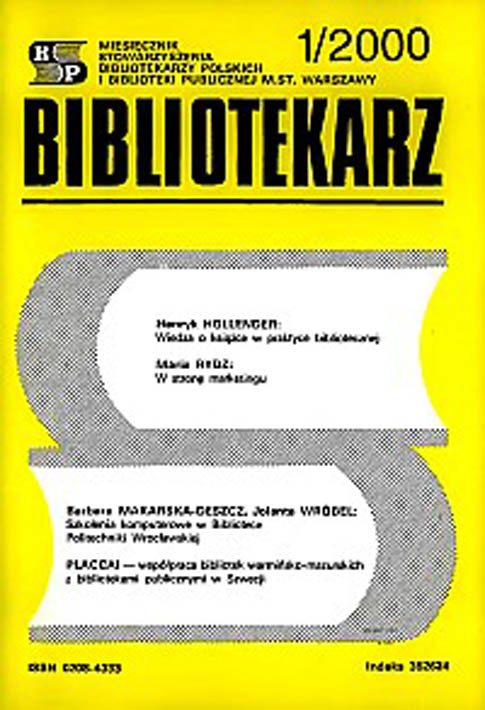 Okładka Bibliotekarz 2000, nr 1