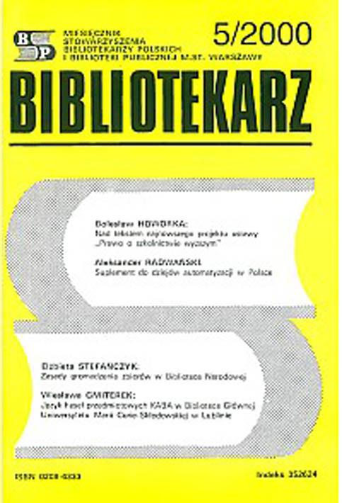 Okładka Bibliotekarz 2000, nr 5