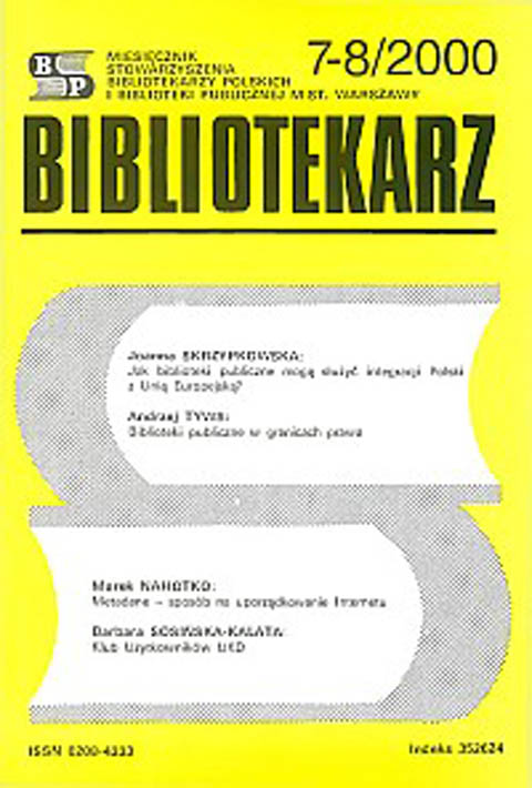 Okładka Bibliotekarz 2000, nr 7-8