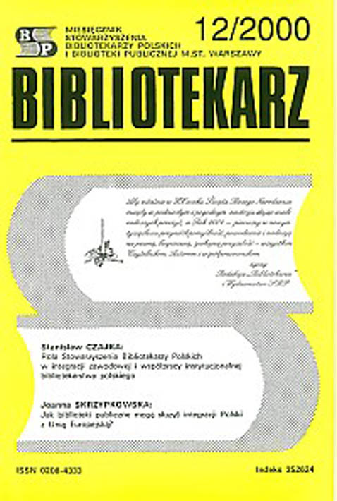 Okładka Bibliotekarz 2000, nr 12