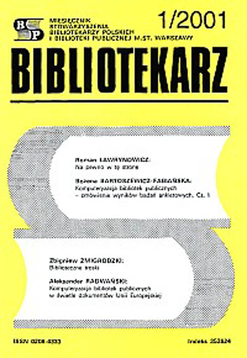 Okładka Bibliotekarz 2001, nr 1