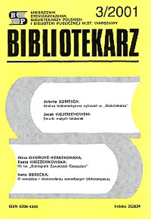 Okładka Bibliotekarz 2001, nr 3
