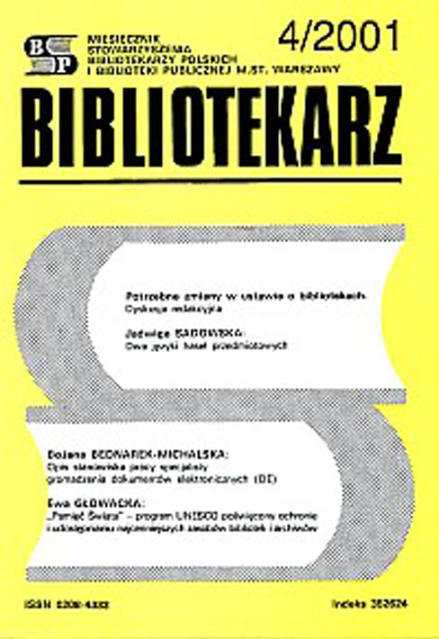 Okładka Bibliotekarz 2001, nr 4