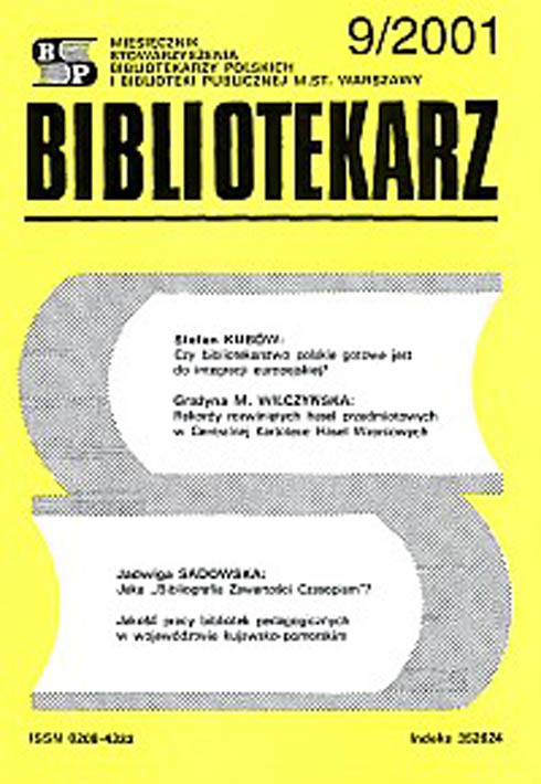 Okładka Bibliotekarz 2001, nr 9