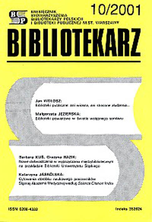 Okładka Bibliotekarz 2001, nr 10