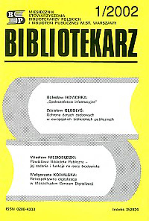 Okładka Bibliotekarz 2002, nr 1