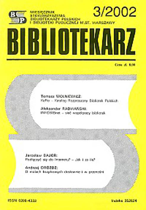 Okładka Bibliotekarz 2002, nr 3