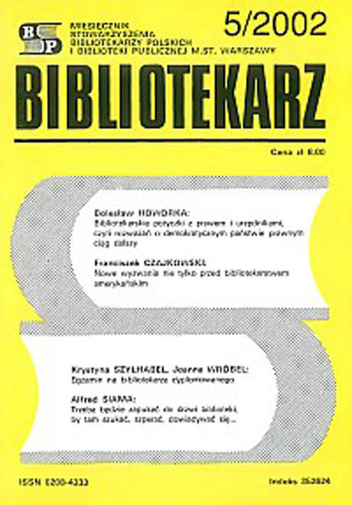 Okładka Bibliotekarz 2002, nr 5