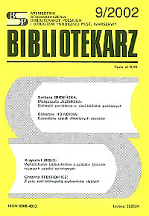 Okładka Bibliotekarz 2002, nr 9