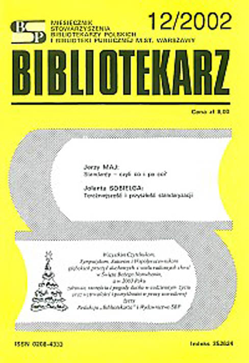 Okładka Bibliotekarz 2002, nr 12