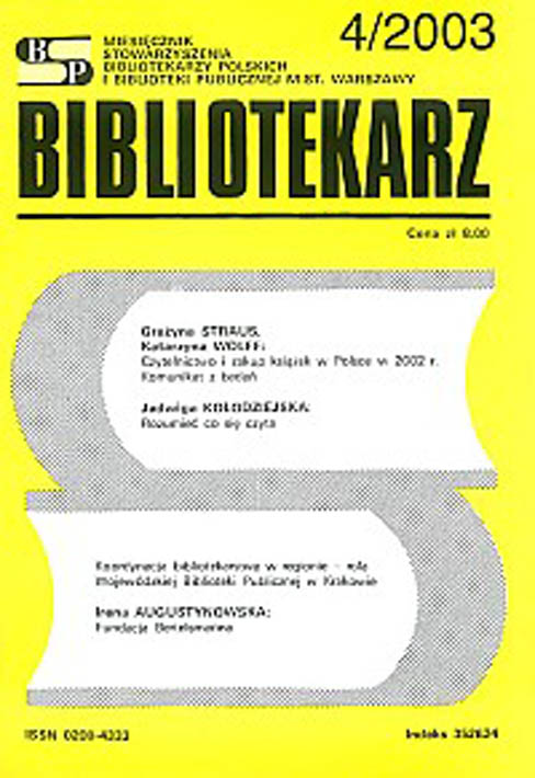 Okładka Bibliotekarz 2003, nr 4