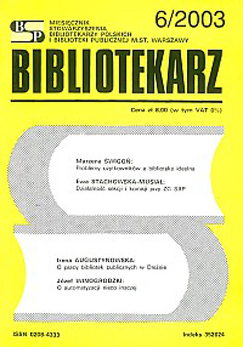 Okładka Bibliotekarz 2003, nr 6