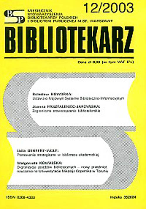 Okładka Bibliotekarz 2003, nr 12