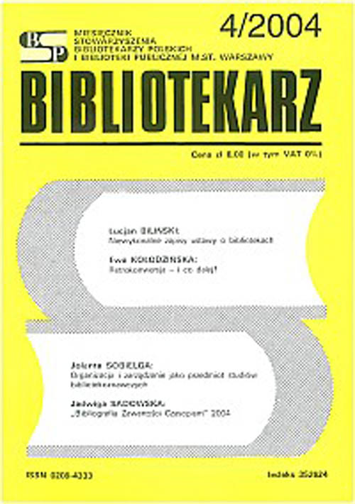 Okładka Bibliotekarz 2004, nr 4