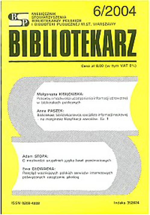 Okładka Bibliotekarz 2004, nr 6