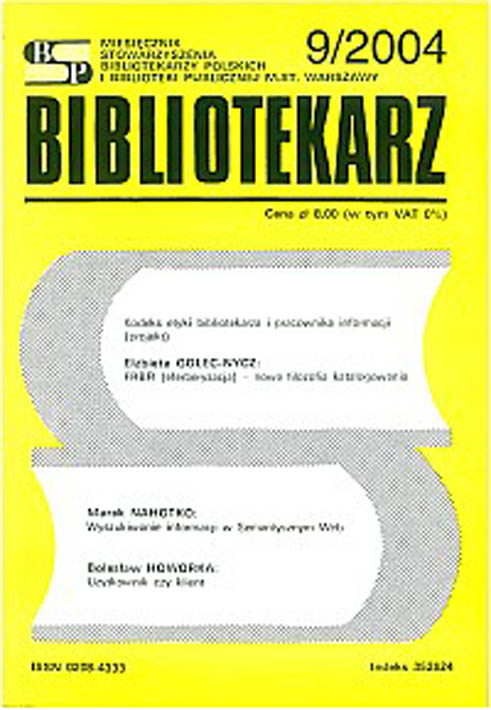 Okładka Bibliotekarz 2004, nr 9