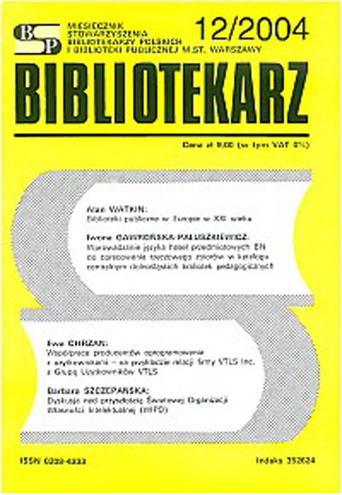 Okładka Bibliotekarz 2004, nr 12