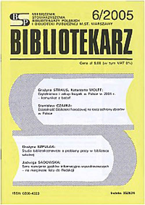 Okładka Bibliotekarz 2005, nr 6