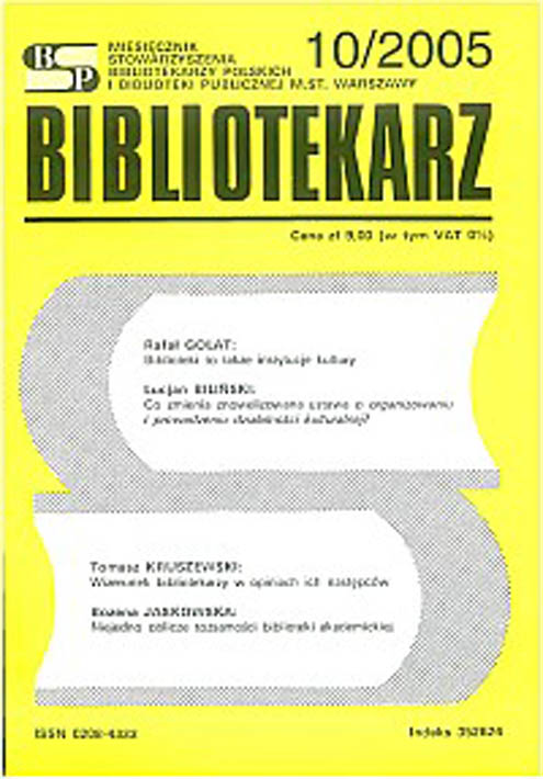 Okładka Bibliotekarz 2005, nr 10
