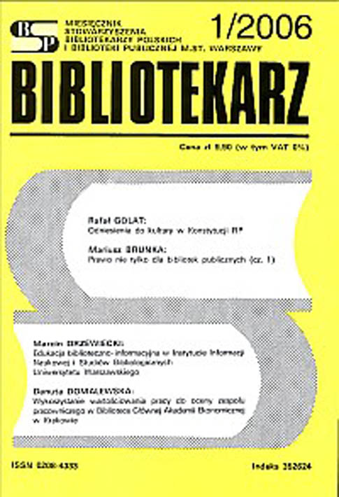 Okładka Bibliotekarz 2006, nr 1