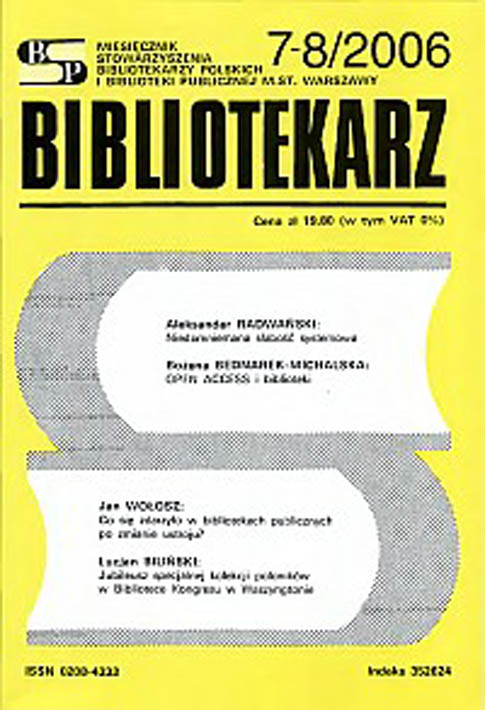 Okładka Bibliotekarz 2006, nr 7-8