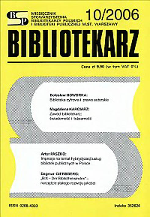 Okładka Bibliotekarz 2006, nr 10
