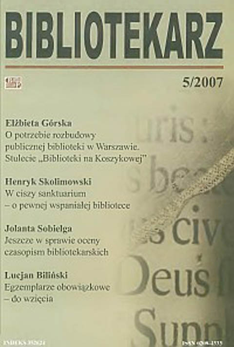 Okładka Bibliotekarz 2007, nr 5