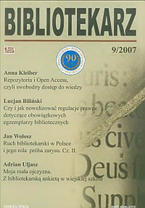 Okładka Bibliotekarz 2007, nr 9