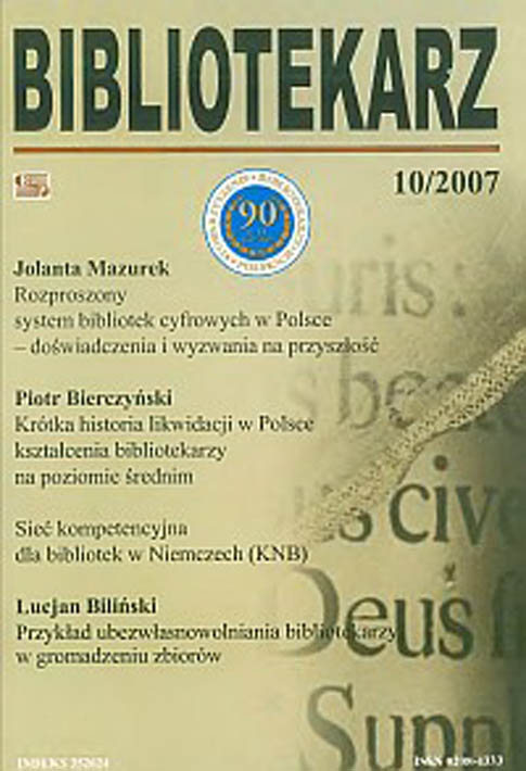 Okładka Bibliotekarz 2007, nr 10